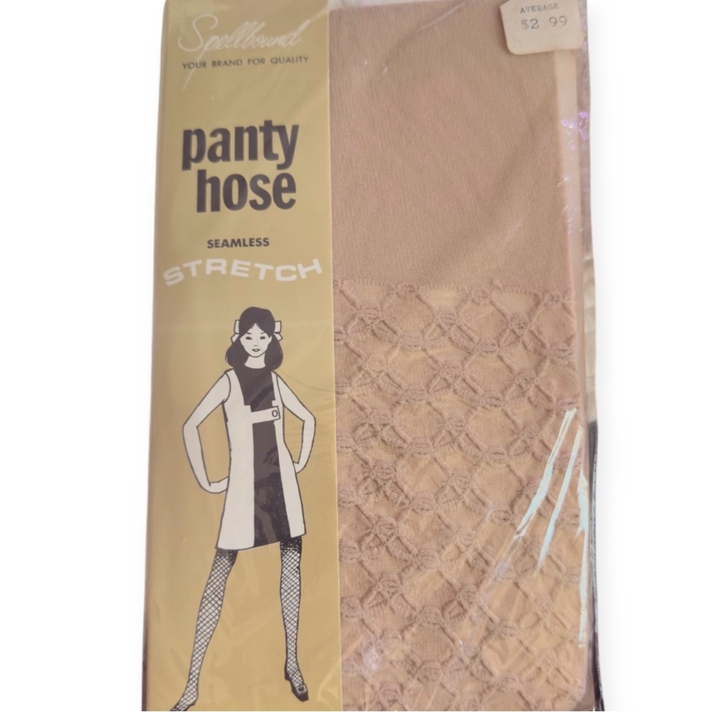 1960’s Mod‎ Textured Pantyhose in Nude/Tan, Vintage Stockings Tights, Deadstock
